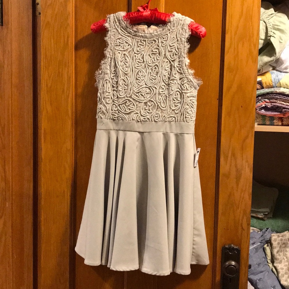 Gray lace top dress
